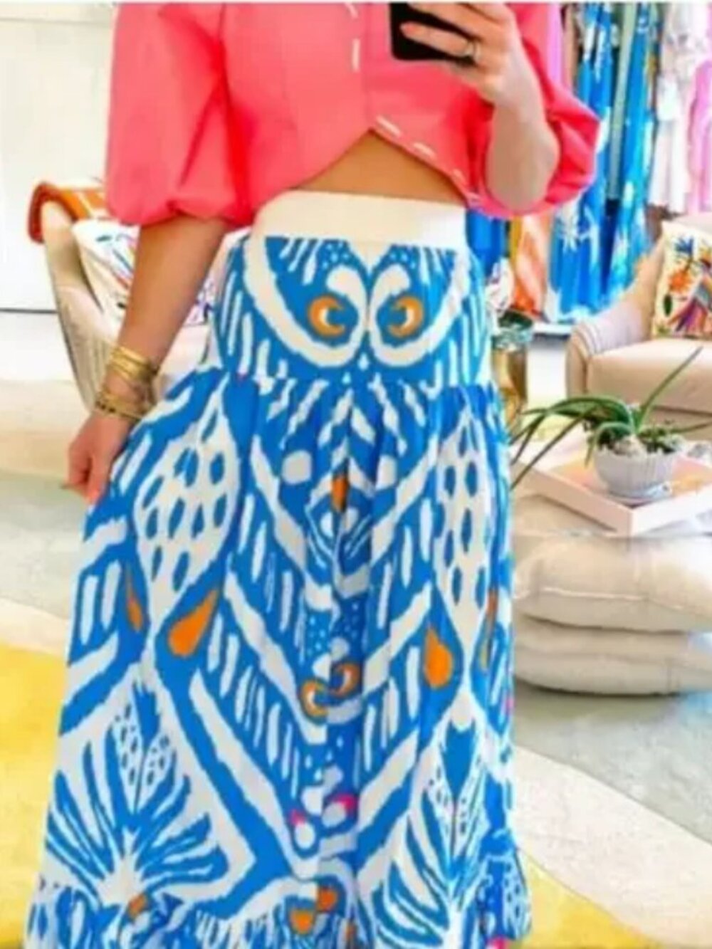 Sheridan French Tiffany Maxi Skirt in Blue Ikat Women's Small